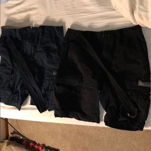 Black and blue cargo shorts(belts included)